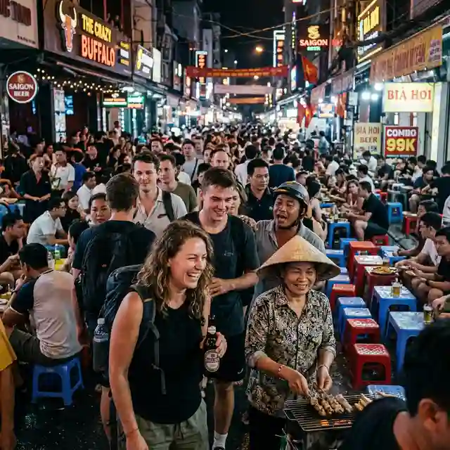 范五老街深夜擁擠的人潮